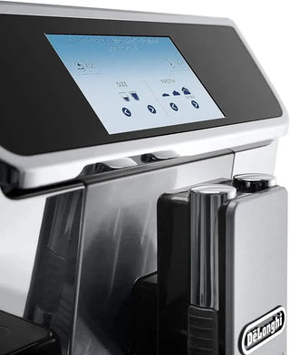 De'Longhi PrimaDonna Elite Experience ECAM 656.85.MS Kaffeevollautomat mit LatteCrema Milchsystem, Cappuccino, 4,3 Zoll Farbdisplay, App-Steuerung, Trinkschokoladenfunktion, Edelstahlfront, silber