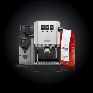 Das Gaggia GenussTrio - Gaggia Classic E24 (Edelstahl), Gaggia MDF55 Kaffeemühle, 1 KG Gaggia Kaffee